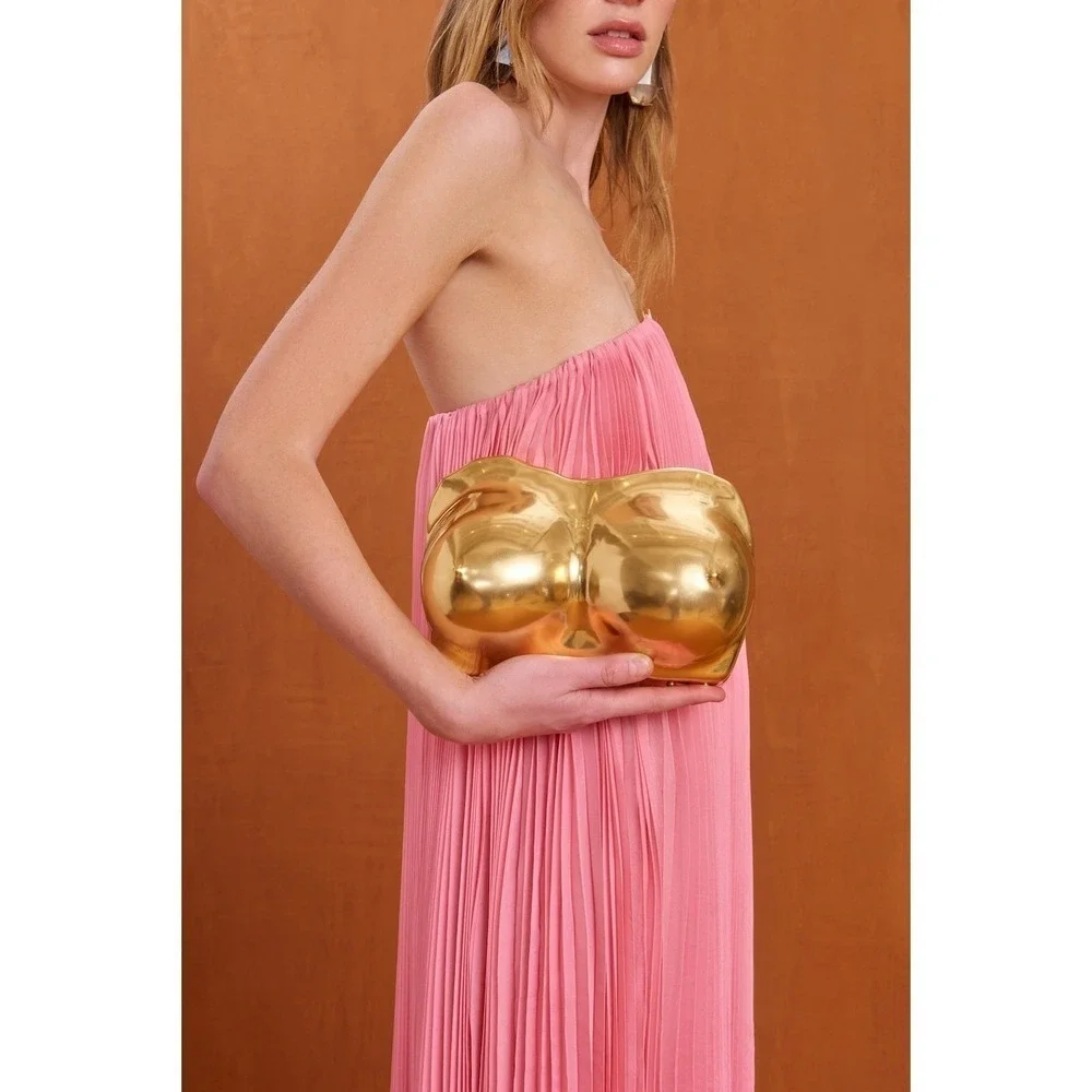 NWT Cult Gaia Reina Clutch in Brushed Brass $898 - Picture 6 of 11